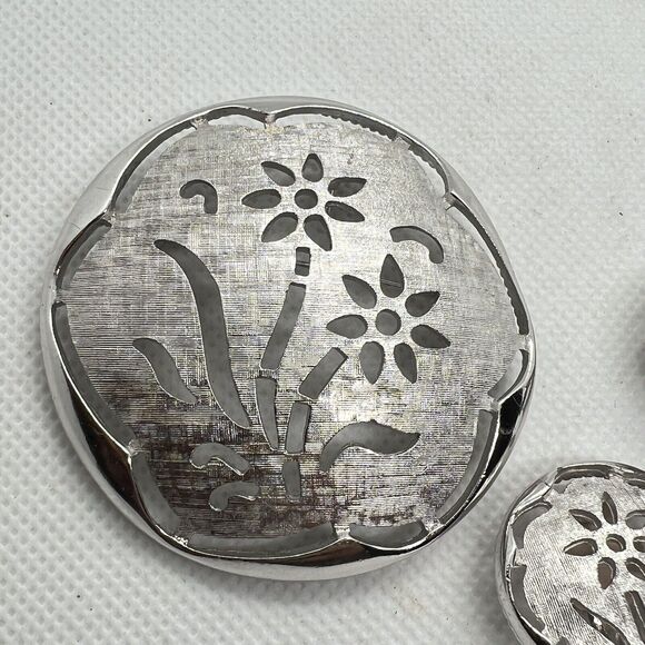 Sarah Coventry Brooch Pendant & Clip On Earrings Silhouette Floral Vintage - Picture 2 of 9